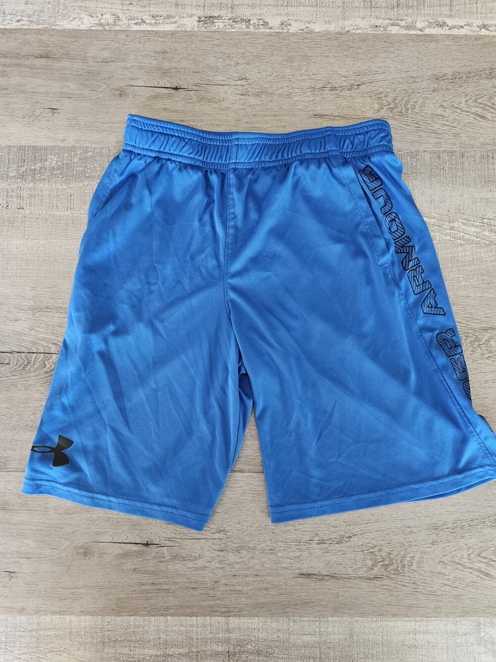 Boys Under Armor Shorts Youth Large Basketball Loose Fit Blue Pockets Logo
